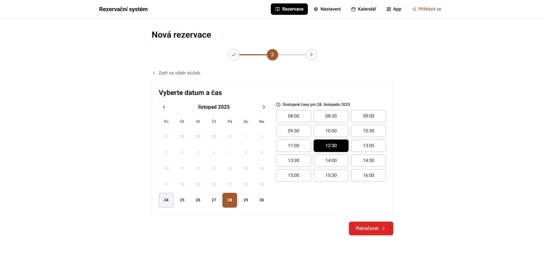 Zákazník si online rezervuje termín